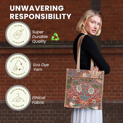 Signare Tapestry Shoulder Bag Shopping Bag for Women with William Morris Strawberry Thief Red (SHOP-STRD) - Image 5
