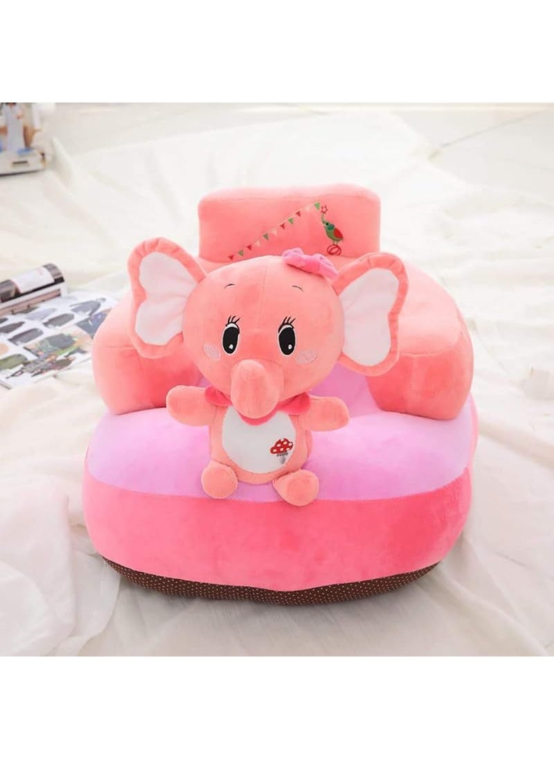 ToyHub ToyHub Kids Sofa Seat Soft Plush Cushion Baby Sofa Chair for Kids Christmas Gift Elephant Design Pink  - Image 4