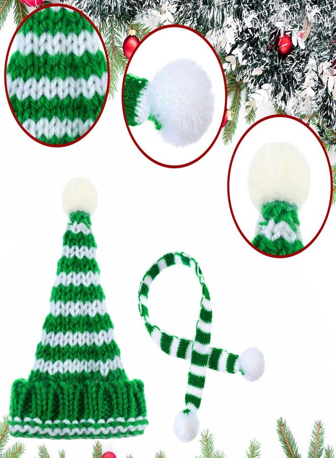 Geyoga 8 Pcs Mini Santa Hats and Scarves Decor Doll Christmas Accessories Small Gnome Hat for Craft DIY for Wine Bottle Gifts(Red, White, Green,Stripe) - Image 4