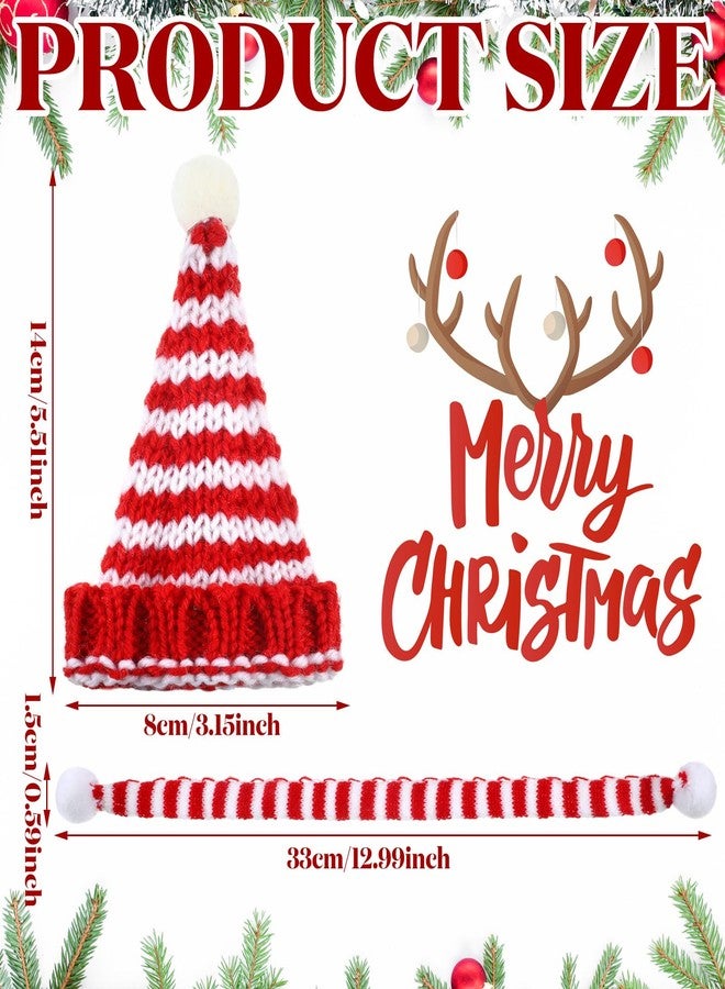Geyoga 8 Pcs Mini Santa Hats and Scarves Decor Doll Christmas Accessories Small Gnome Hat for Craft DIY for Wine Bottle Gifts(Red, White, Green,Stripe) - Image 3