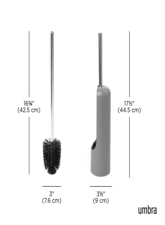 Umbra 023274-918 Touch Open Back Hideaway Holder - Durable, Slim, Plastic & Metal Toilet Bowl Cleaner with Rubber Finish-Soft and Dense Brush Bristles - Removes All Stubborn Stains, Grey - Image 4
