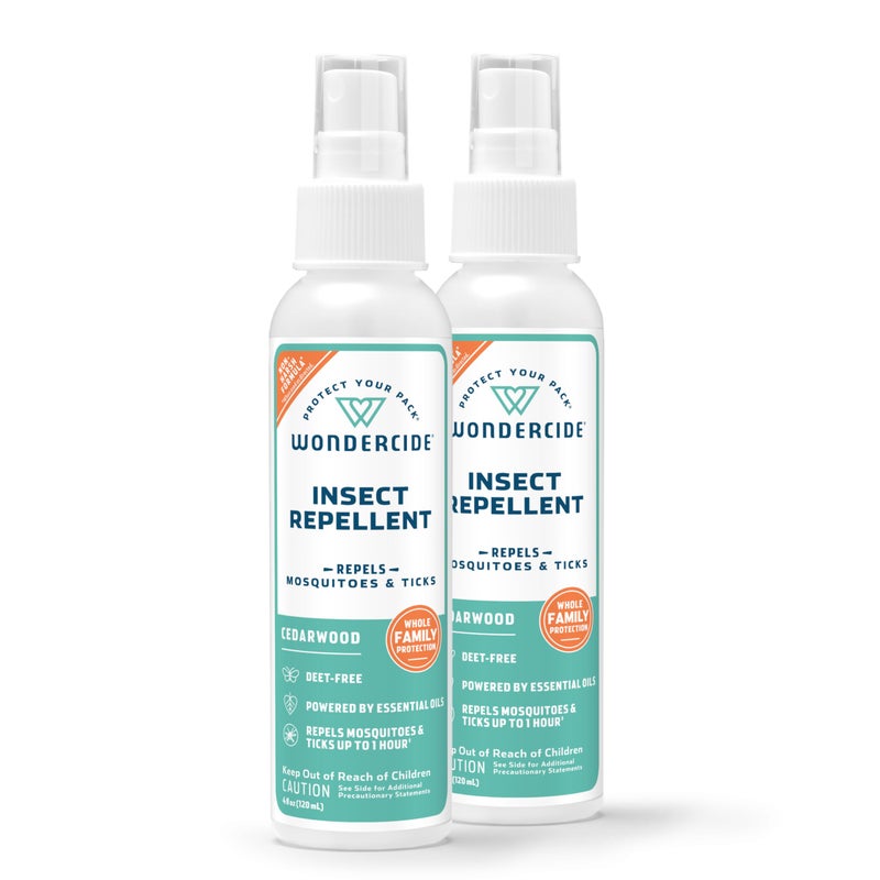 Wondercide - Mosquito, Tick, and Insect Repellent with Natural Essential Oils - DEET-Free Bug Spray and Killer - Safe for Family - Cedarwood 2-Pack of 4 oz Bottle - Image 1