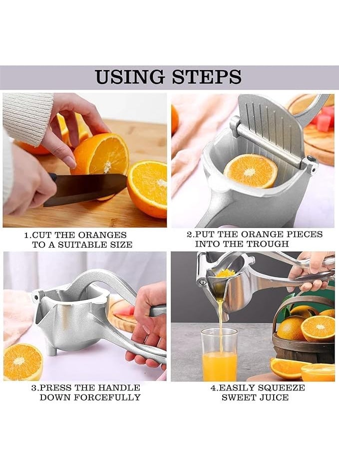 KD ZONE KD ZONE Big Hand Press Metal Lime Juicer Machine Aluminium Steel Manual Fruit Squeezer Citrus Orange Juicer Instant Heavy Duty Multipurpose For All Fruits Ergonomic Handle Design Metal Gap Silver  - Image 2