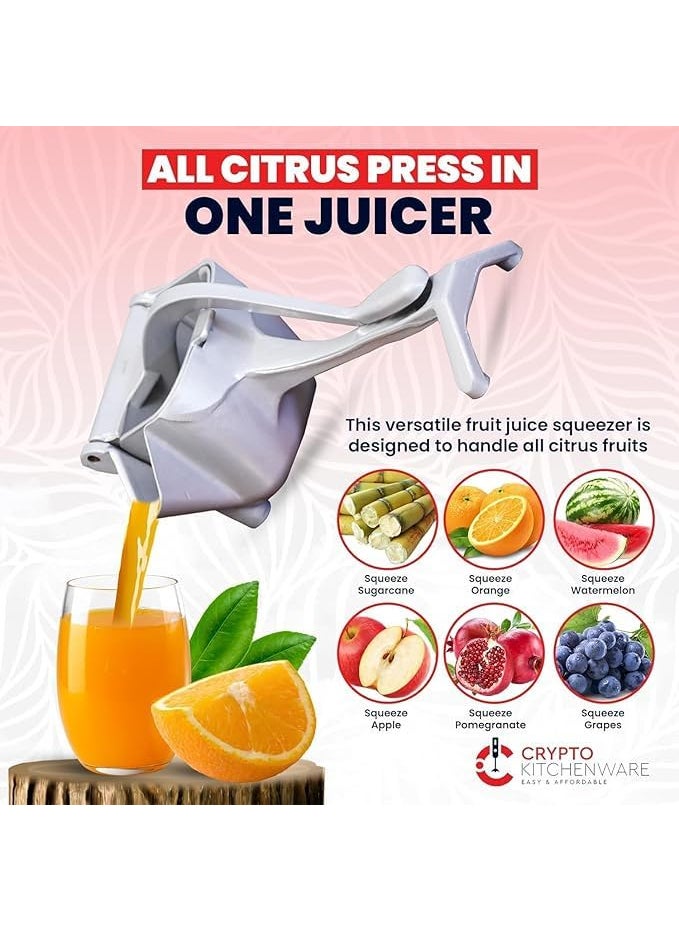 KD ZONE KD ZONE Big Hand Press Metal Lime Juicer Machine Aluminium Steel Manual Fruit Squeezer Citrus Orange Juicer Instant Heavy Duty Multipurpose For All Fruits Ergonomic Handle Design Metal Gap Silver  - Image 3