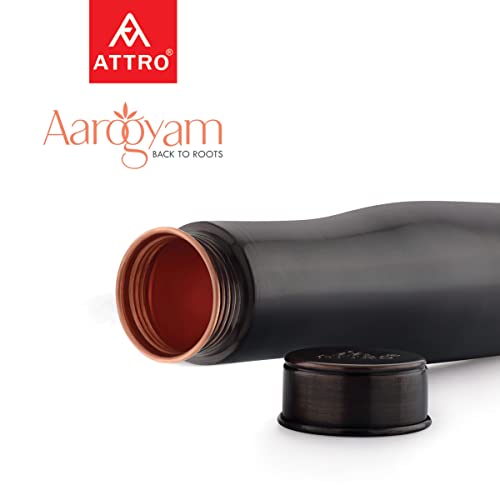 ATTRO Eiffel Vintage Matte Finish Copper Water Bottle Leak Proof, Joint Less Ayurveda and Yoga Health Benefits - 1000 ml - Image 3