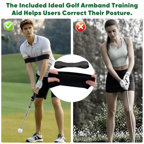 WENTCCION Retractable Golf Swing Trainer, Training Aid with Grip Trainer, Click Feedback for Tempo & Swing Mechanics, Weighted Indoor Practice Stick for Home Office, Gift for Men&Lady Beginners - Image 5