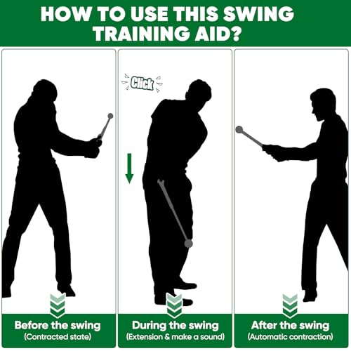 WENTCCION Retractable Golf Swing Trainer, Training Aid with Grip Trainer, Click Feedback for Tempo & Swing Mechanics, Weighted Indoor Practice Stick for Home Office, Gift for Men&Lady Beginners - Image 3