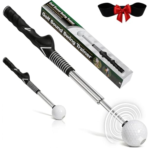 WENTCCION Retractable Golf Swing Trainer, Training Aid with Grip Trainer, Click Feedback for Tempo & Swing Mechanics, Weighted Indoor Practice Stick for Home Office, Gift for Men&Lady Beginners - Image 1