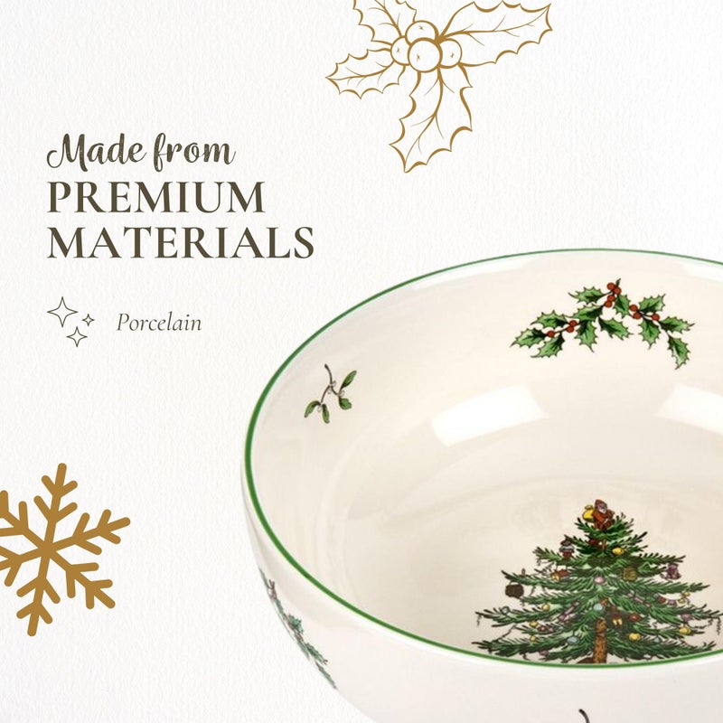 سبود Spode Christmas Tree Prosise Fruit Bowl - 7 بوصة من الخزف الشوفان الشوفان حبوب الحساء وعاء الحلوى - الميكروويف القابل للتكديس دائمًا آمنًا - تصميم العطلات الزخرفية - Image 4