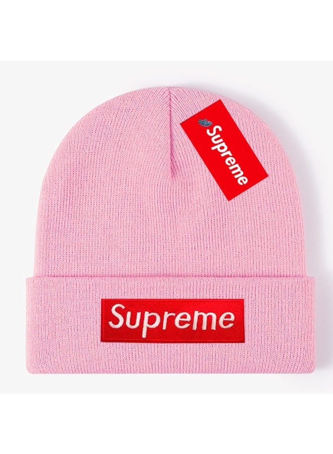 Supreme Red Box Logo Rib Knit Beanie (Pastel Pink)