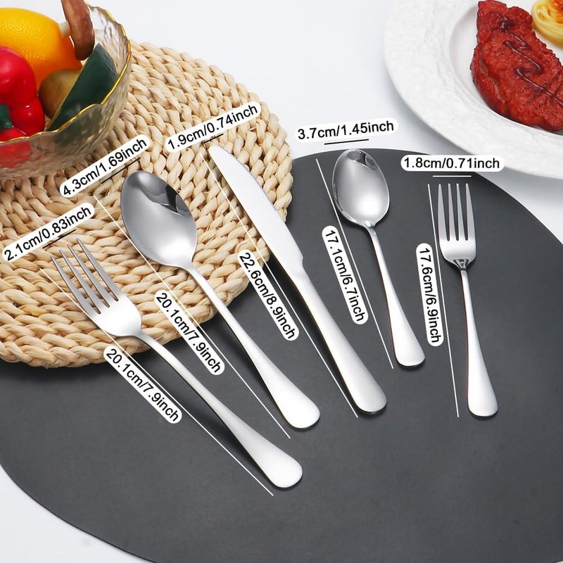 Lazycorner Silverware Set 50 Piece Stainless Steel Flatware Set Silverware Utensils for 10 People Includes Forks Knives Spoons  Salad Forks Dishwasher Safe Durable Tableware for Home Restaurant or Outdoor Use - Image 2