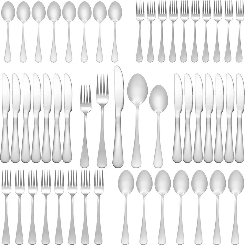 Lazycorner Silverware Set 50 Piece Stainless Steel Flatware Set Silverware Utensils for 10 People Includes Forks Knives Spoons  Salad Forks Dishwasher Safe Durable Tableware for Home Restaurant or Outdoor Use - Image 1