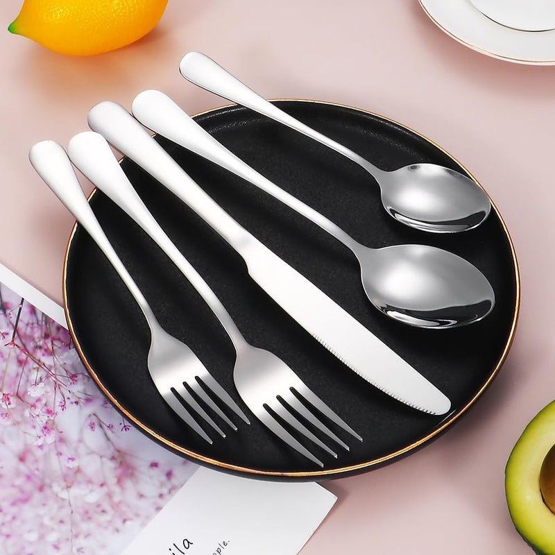Lazycorner Silverware Set 50 Piece Stainless Steel Flatware Set Silverware Utensils for 10 People Includes Forks Knives Spoons  Salad Forks Dishwasher Safe Durable Tableware for Home Restaurant or Outdoor Use - Image 3
