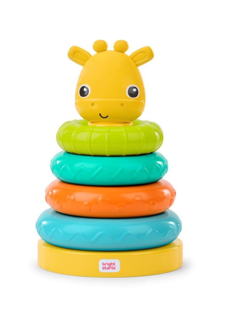 Bright Starts Giraffe Tower Stacking Toy, Colorful Rings for Sensory Play – 6 to 36 Months - Image 1