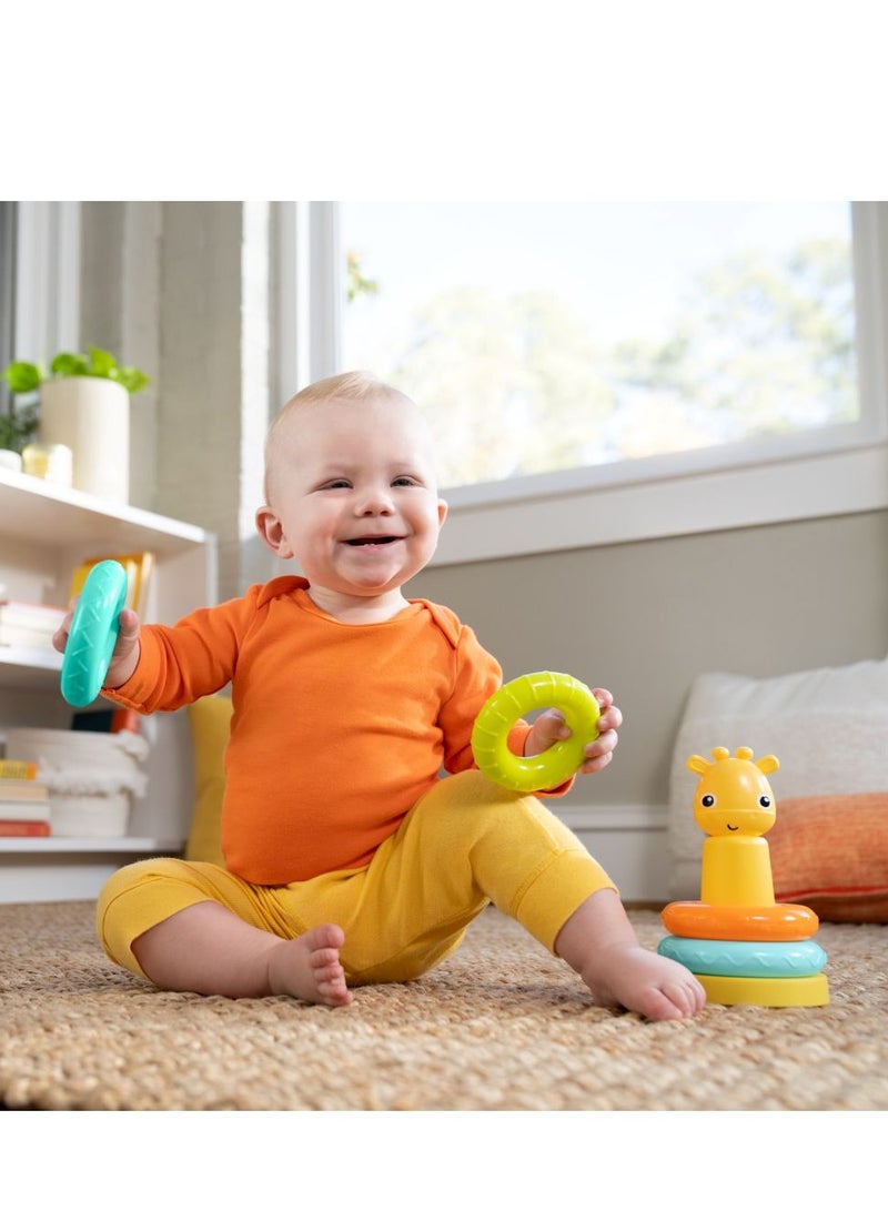 Bright Starts Giraffe Tower Stacking Toy, Colorful Rings for Sensory Play – 6 to 36 Months - Image 2