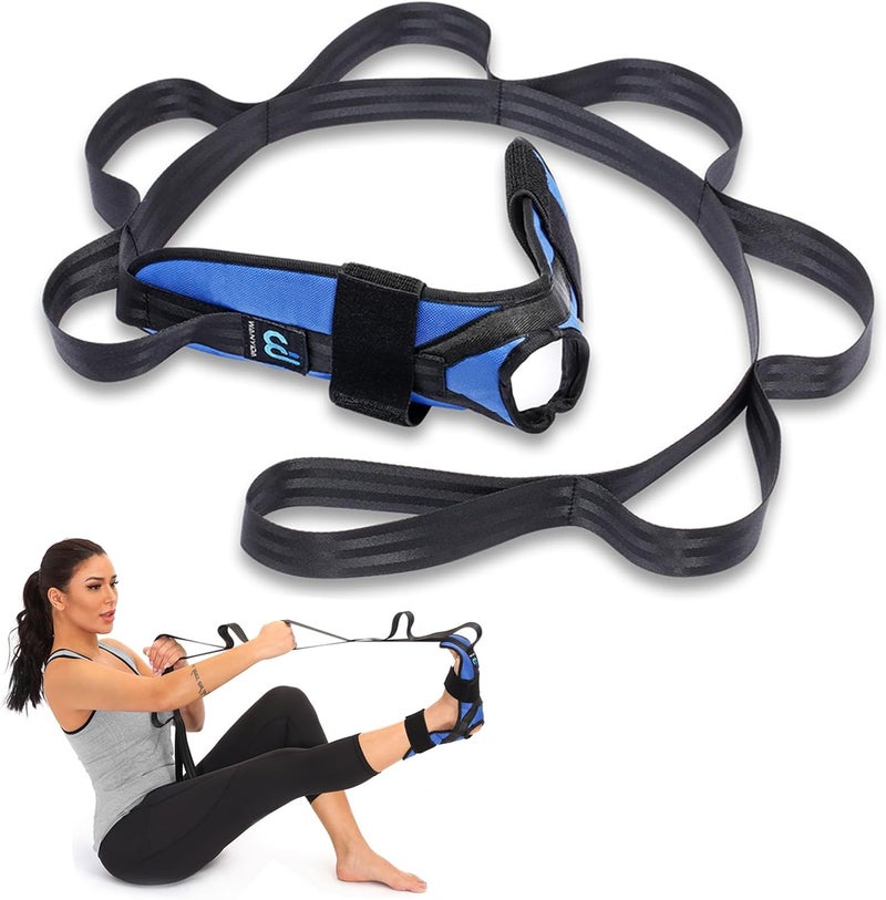 WANYIDA Foot and Calf Stretcher for Plantar Fasciitis, Achilles Tendonitis, Heel Spurs, Drop Foot. Yoga Stretching Strap for Leg, Thigh and Hamstring (Blue) - Image 1