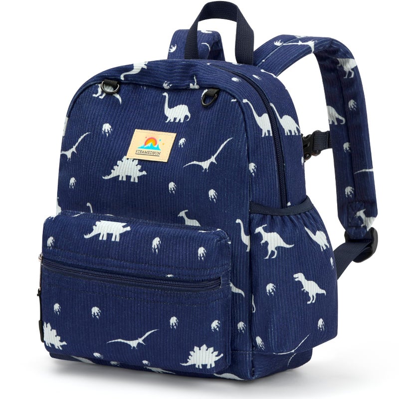 STEAMEDBUN Corduroy Toddler Backpack for Boys 2-4: Kids backpack for Boys Girls - 12 inch Preschool Kindergarten Backpacks - Car - Image 1