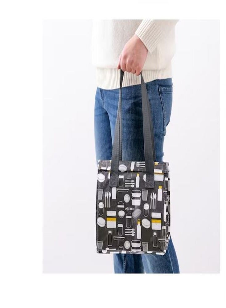 Lunch bag patterned grey 25x16x27 cm  - Image 2