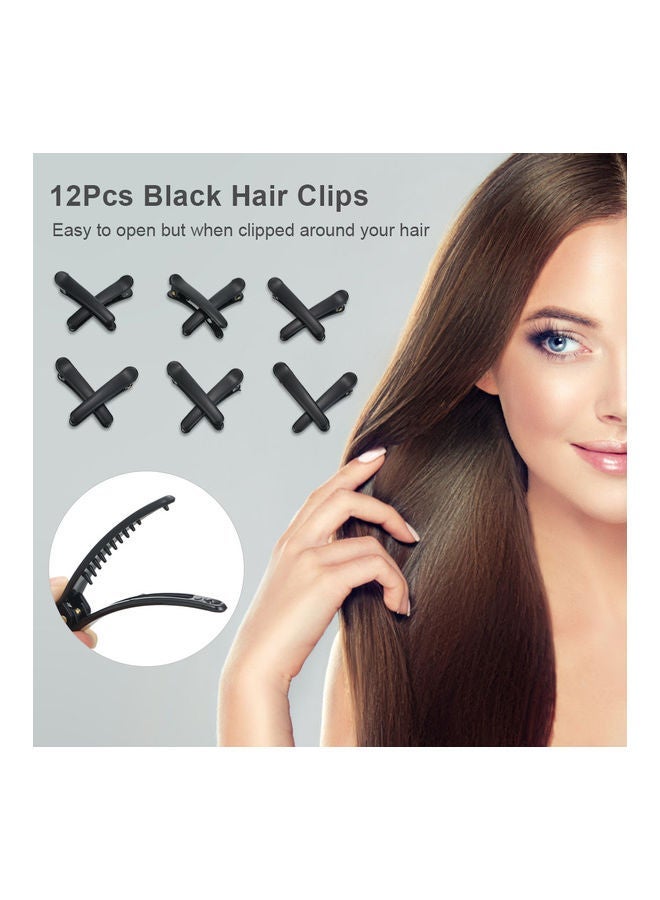 NIBEMINENT 12-Piece Plastic Hair Clip Set Black - Image 3