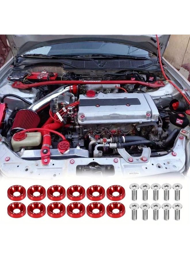 الوسادات المصنوعة من الألومنيوم المؤكسد الأحمر مقاس 6 مم لتزيين إطار لوحة الترخيص وتعديل السيارات اليابانية (JDM) - Image 5