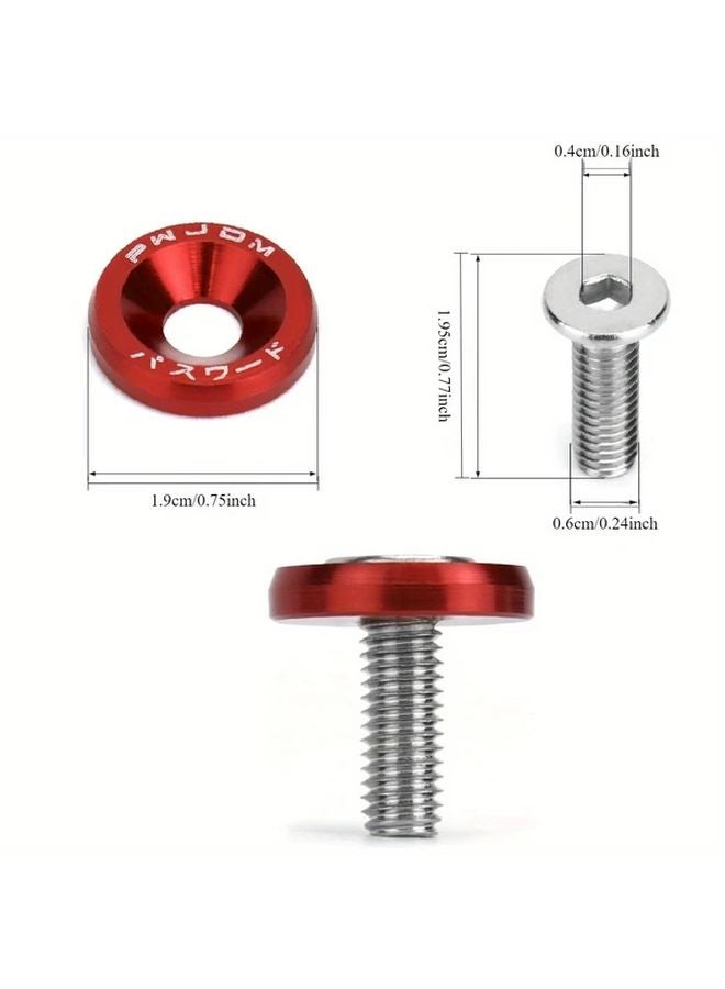 الوسادات المصنوعة من الألومنيوم المؤكسد الأحمر مقاس 6 مم لتزيين إطار لوحة الترخيص وتعديل السيارات اليابانية (JDM) - Image 3