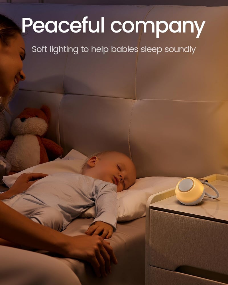 CHICWAY 2025 Mom's Choice Awards, Portable Sound Machine for Baby Adult, Smart Cry Detection, 18 Soothing Sound, Bluetooth Rechargeable White Noise Machine for Home Office Travel, Nursery Light, Gray - Image 5