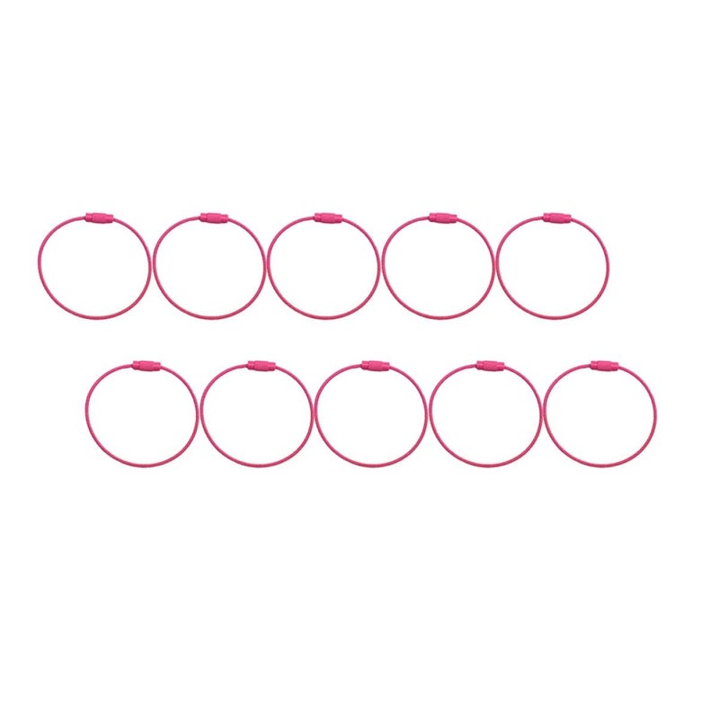 10 Pcs Metal Wire Rope Keychain Key Hook Organizer Keyring Parts Rosy - Image 2