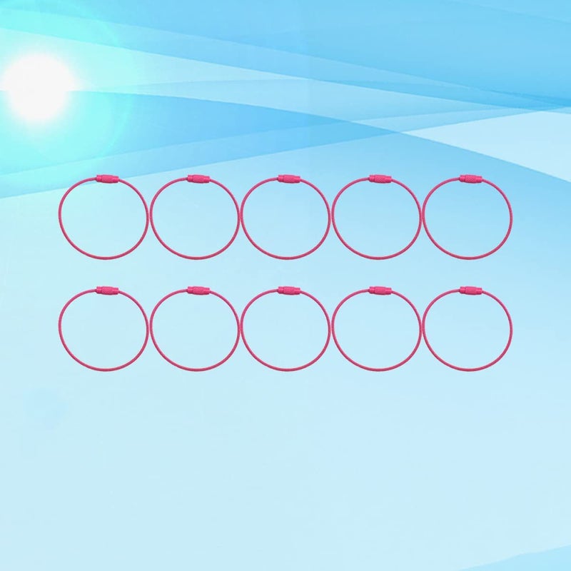 10 Pcs Metal Wire Rope Keychain Key Hook Organizer Keyring Parts Rosy - Image 4