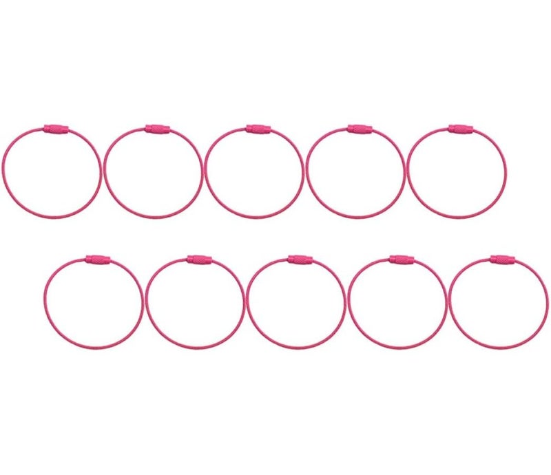 10 Pcs Metal Wire Rope Keychain Key Hook Organizer Keyring Parts Rosy - Image 1