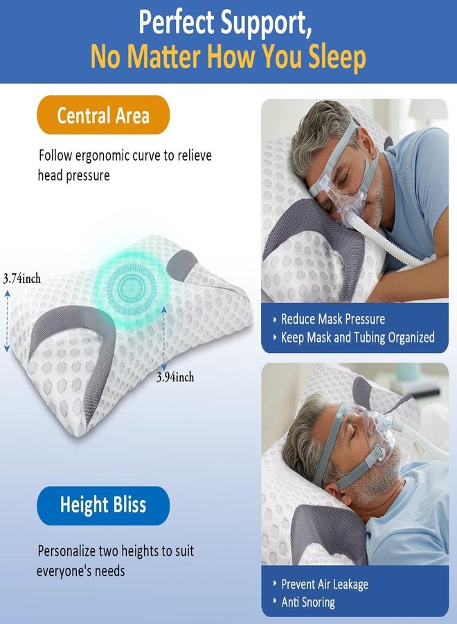 IKSTAR CPAP Pillow for Side Sleepers - Fits All CPAP Mask Types - Adjustable Memory Foam with Contoured Cutouts for Side, Back & Stomach Sleepers - Reduces Air Leaks & Mask Pressure a Better Sleep - Image 3