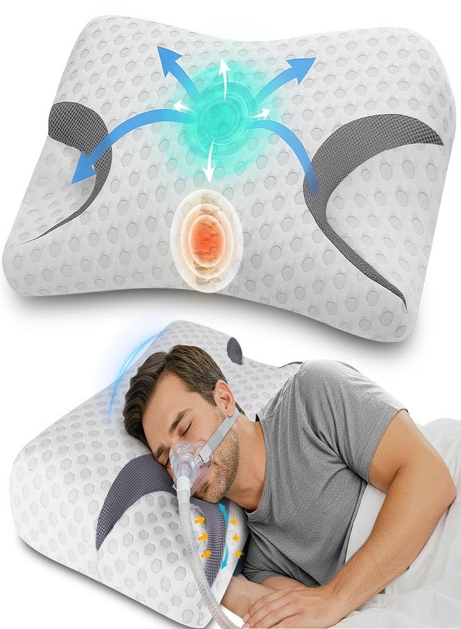 IKSTAR CPAP Pillow for Side Sleepers - Fits All CPAP Mask Types - Adjustable Memory Foam with Contoured Cutouts for Side, Back & Stomach Sleepers - Reduces Air Leaks & Mask Pressure a Better Sleep - Image 1