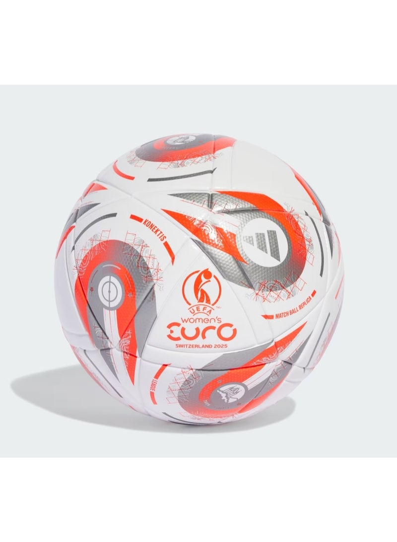 Adidas UEFA Women’s EURO 2025 Switzerland Konektis Match Ball Replica – Laminated Football Size 5 – White/Orange [Inflated] - Image 1