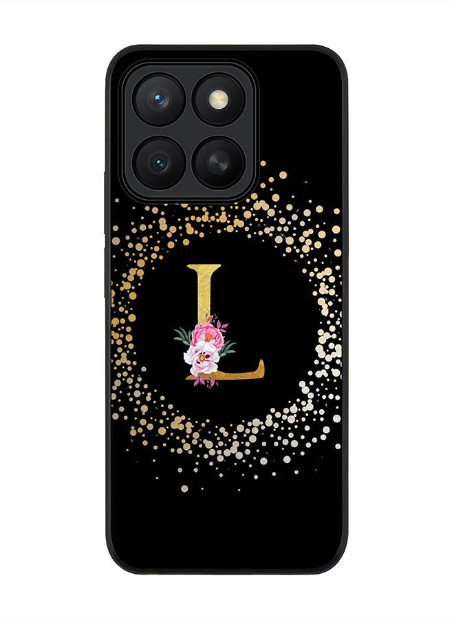 Stylizedd For Honor X8c Case,Slim fit Camera Protection, Shockproof Thin Phone cover  - Custom Monogram Floral - L ( Black )