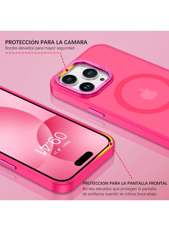 Magnetic Case for iPhone 14 Pro 6.1 Inch Case Translucent Matte Phone Case Slim Thin Shockproof Anti-Yellow Women Men Girls Boys Protective Cover  (Hot Pink) - Image 4