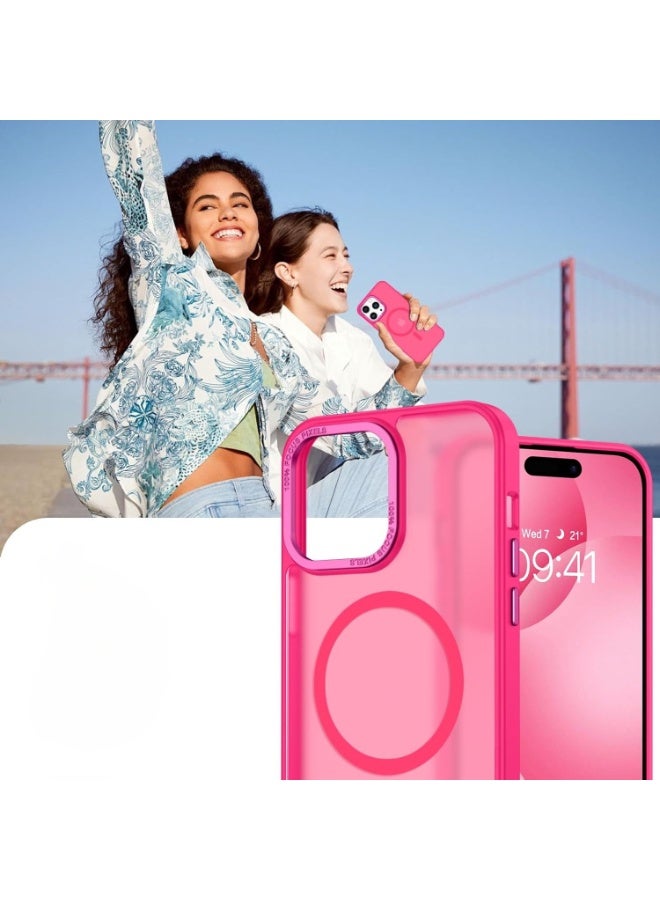 Magnetic Case for iPhone 14 Pro 6.1 Inch Case Translucent Matte Phone Case Slim Thin Shockproof Anti-Yellow Women Men Girls Boys Protective Cover  (Hot Pink) - Image 5