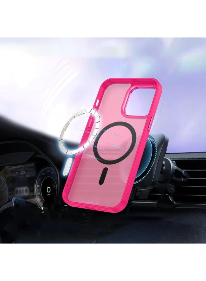 Magnetic Case for iPhone 14 Pro 6.1 Inch Case Translucent Matte Phone Case Slim Thin Shockproof Anti-Yellow Women Men Girls Boys Protective Cover  (Hot Pink) - Image 2