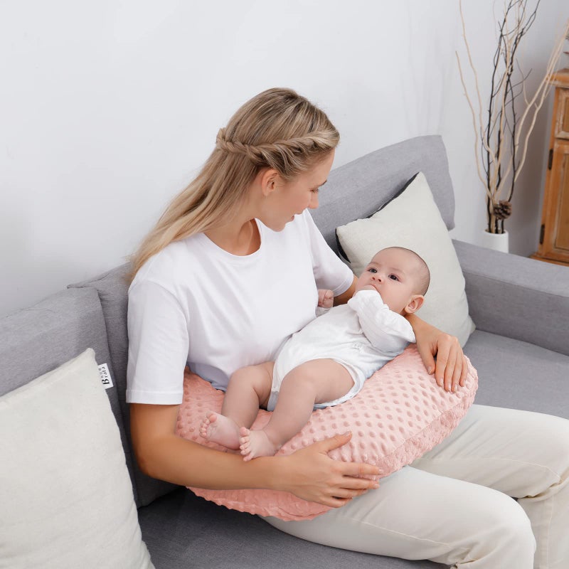 Aullar Pillowcase for Nursing Pillow and Positioner for Breastfeeding and Bottle Feeding, Propping Baby, Tummy Time, Baby Sitting Support, Awake-Time Support, Pillow Cover Only (Light Pink) - Image 2