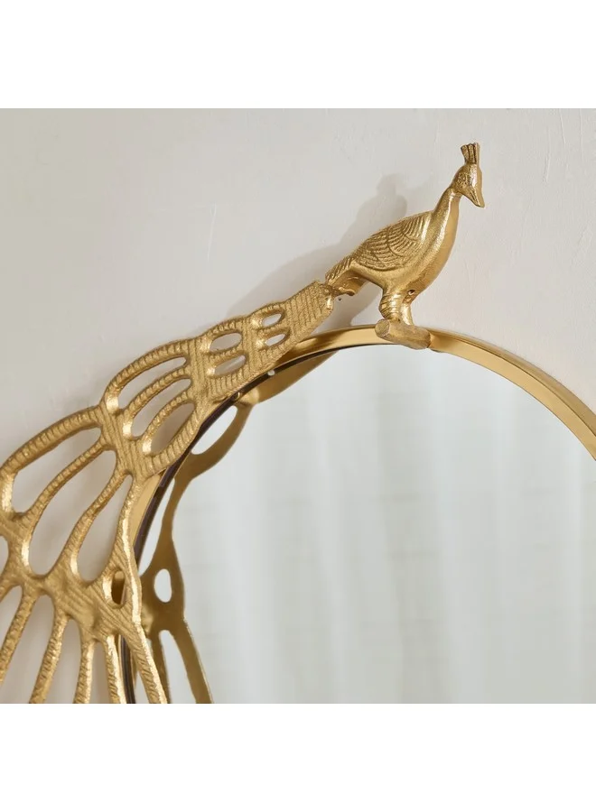 Home Box Rayon Aluminium Peacock Decorative Mirror 63 x 67 x 4.5 cm
