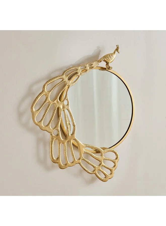 Home Box Rayon Aluminium Peacock Decorative Mirror 63 x 67 x 4.5 cm