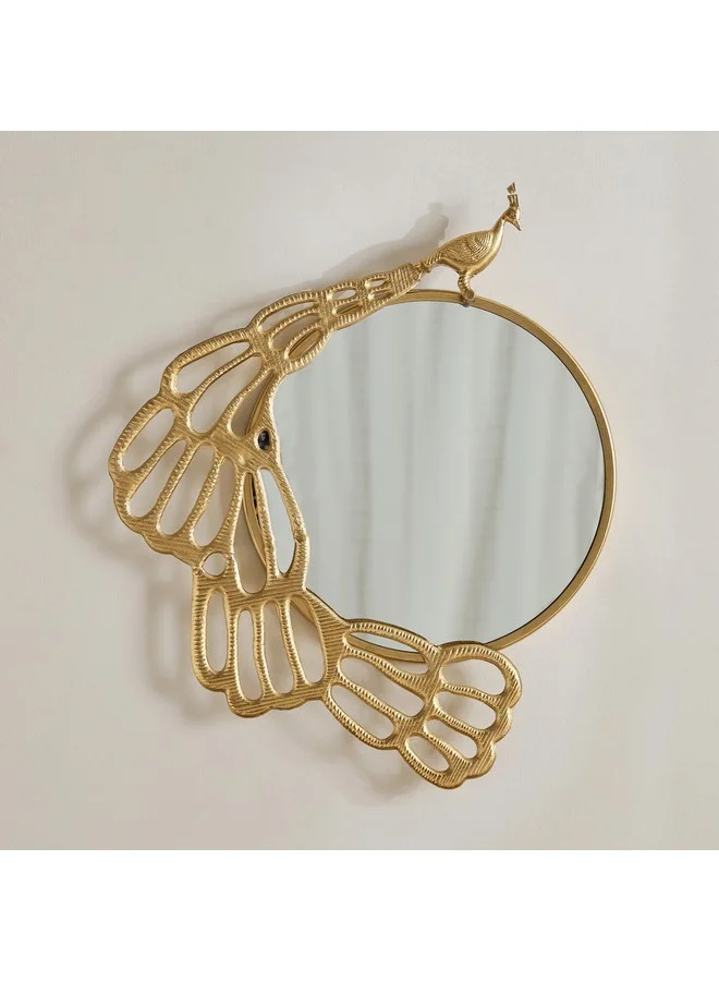 Home Box Rayon Aluminium Peacock Decorative Mirror 63 x 67 x 4.5 cm