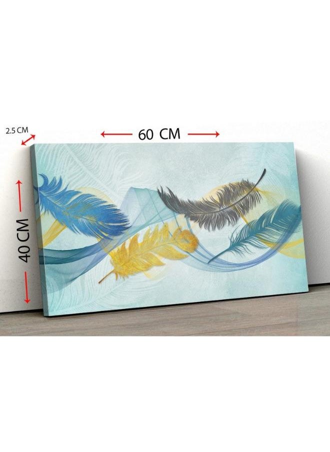 Home Gallery - Canvas Wall Art, Abstract Framed Portrait of feather and blue line art background pattern - Image 1