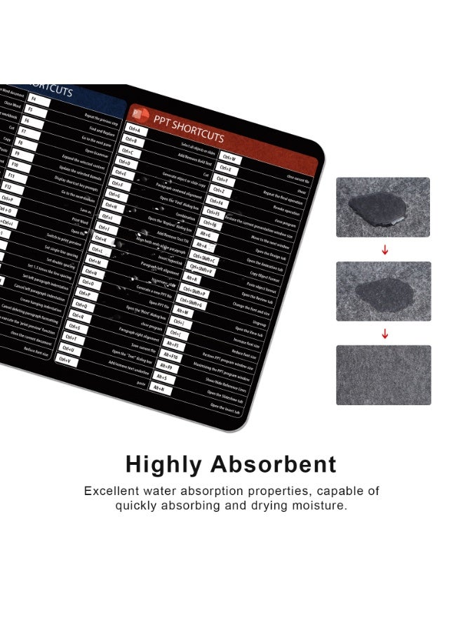 Adando Felt Desk Mat Mousepad: 90x40cm Felt Anti-Slip keyboard and Mouse Pad - Large Desk Pad with Office Shortcuts Pattern for Gaming, Office, Home - Fit for Desk Accessories, PC, Computer, Laptop - Image 4