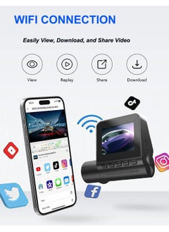 Generic كاميرا داش كام أمامية وخلفية 4K 1944P فائقة الوضوح، كاميرا داش ذكية مدمجة واي فاي GPS للسيارات، ADAS، Sony IMX335، شاشة IPS LCD 2 بوصة، WDR، رؤية ليلية  - Image 2