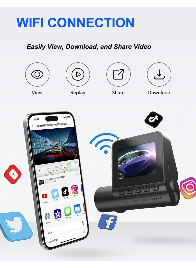 Generic Dash Cam  Front and Rear 4K Ultra Full HD with 64GB Card, Smart Dash Camera for Cars, 2'' IPS LCD Screen, WDR, Night Vision  - Image 2