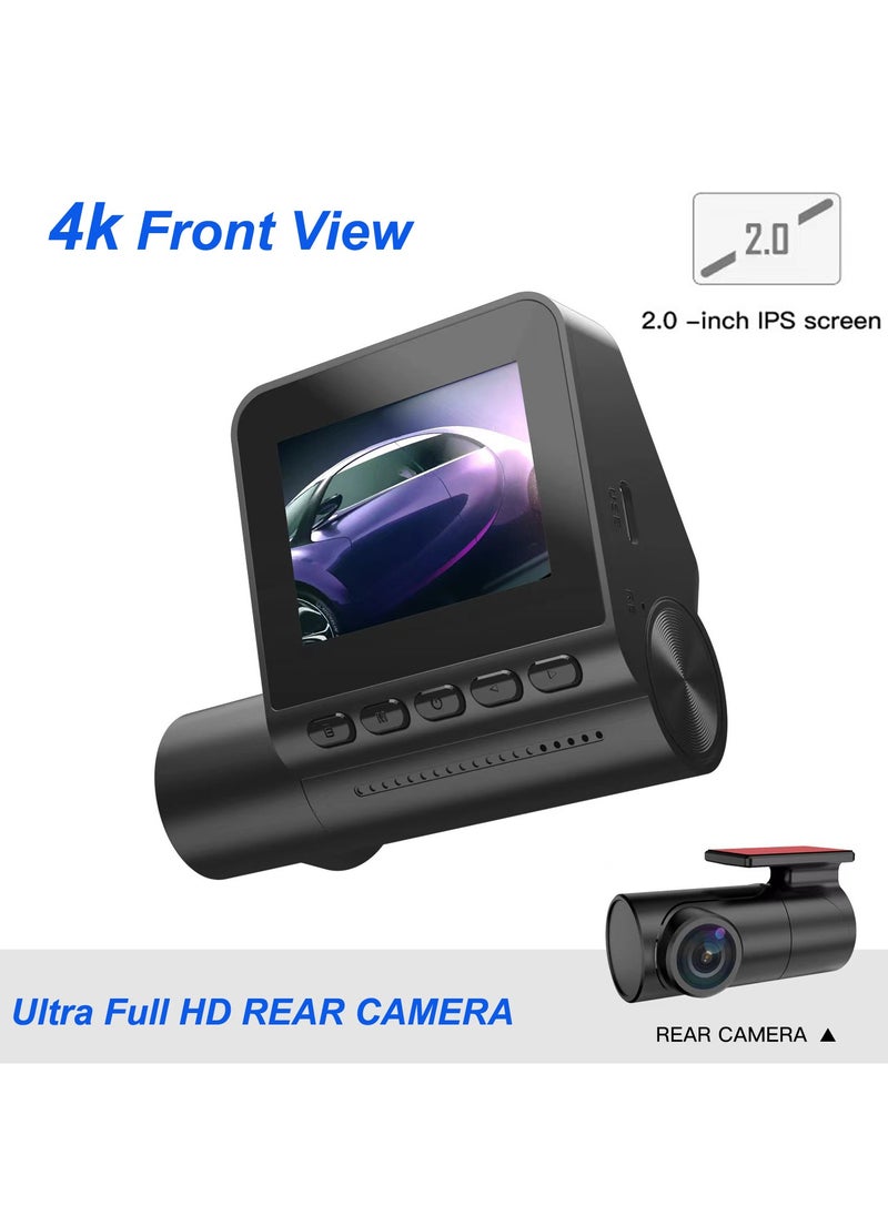 Generic Dash Cam  Front and Rear 4K Ultra Full HD with 64GB Card, Smart Dash Camera for Cars, 2'' IPS LCD Screen, WDR, Night Vision  - Image 3