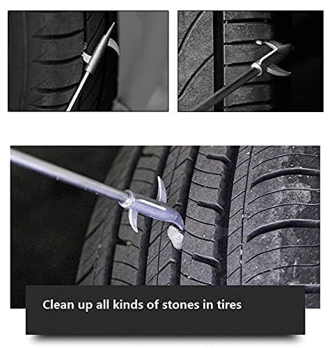 SWAMINE Car Tire Stone Cleaning Hook, Auto Remover Tire Groove Stones Removing Tool for Motor Bike Truck Tyre, Car Tire Protector Repair Tools with Solid Rubber Handle - Image 3