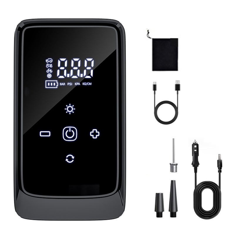 Cordless Car Air Pump: 14.5*8*5.5cm Black, 140 PSI Rapid Inflation, Smart Pressure Mode - 3900mAh Extended Battery Life, Portable Air Compressor for Cars, Bikes, Motorcycles, Camping, Off-road Adventu - Image 1