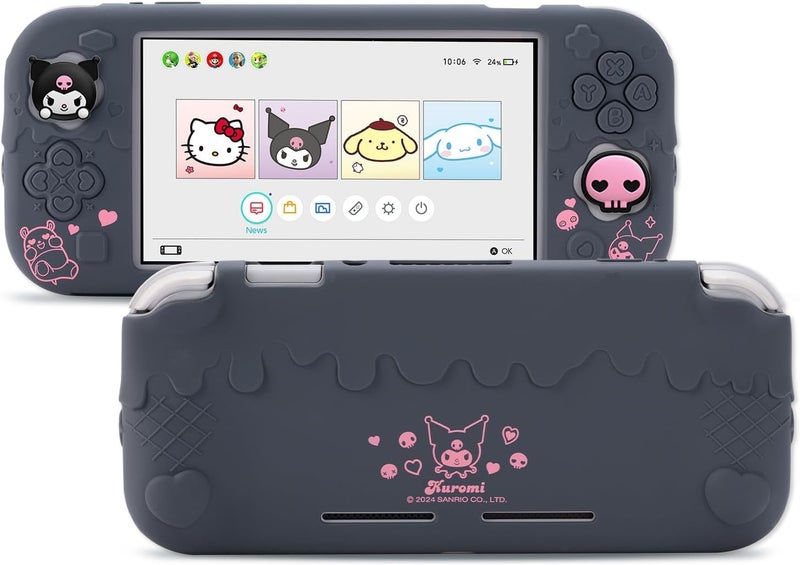 Kuitmor Switch Lite Protective CaseSoft Silicone Protective ShellAntiScratch Protective Cover Case for Switch Lite with 2 Thumb Grip CapsPurple Kuromi - Image 2