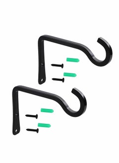 KASTWAVE Hanging Plant Hook, 6 Inch Metal Wall Hook Plant Hanger Bracket Shepherds Hook, for Hanging Bird Feeders, Wind Chimes, Flower Baskets, Lanterns, Outdoor Decoration Hooks (2 Pack, Black)  - Image 1