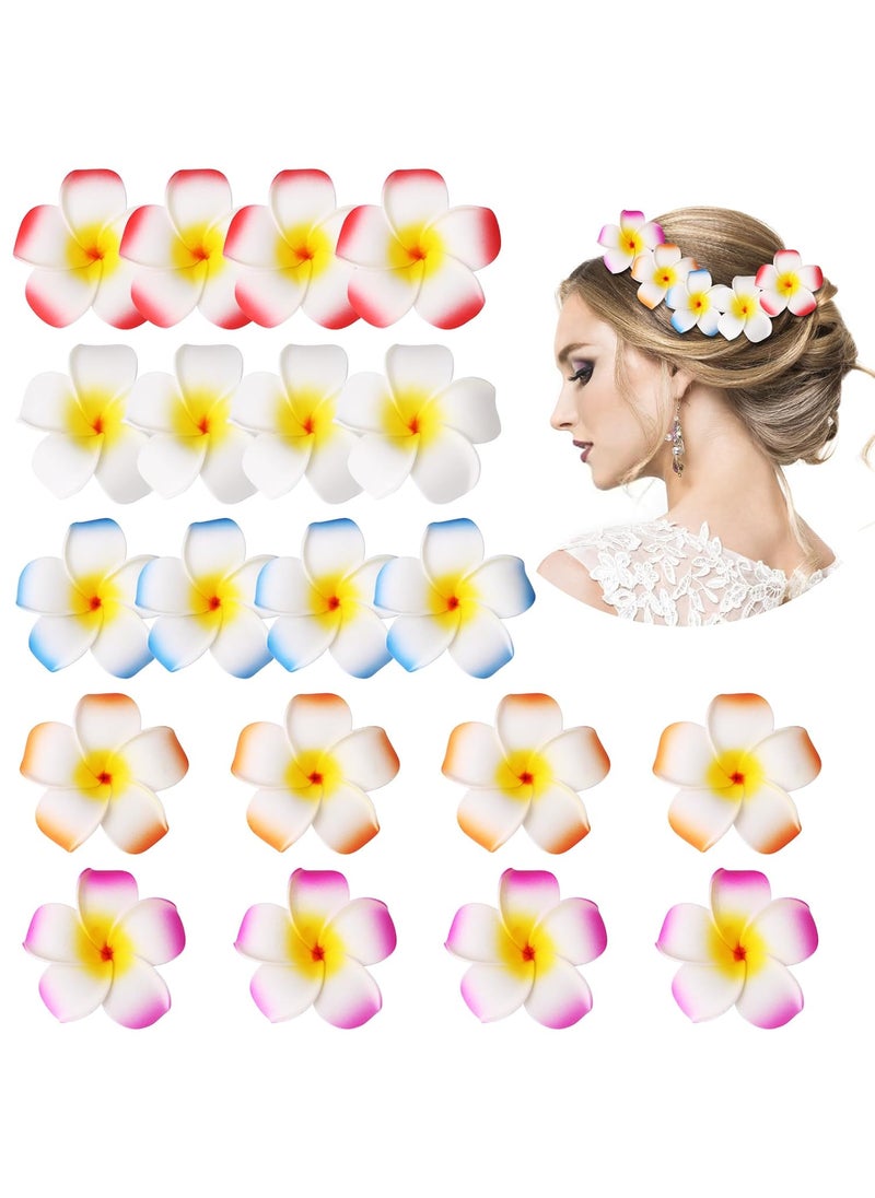 KINMINGZHU - 20pcs 275 Inch Hawaiian Flower Hair ClipsHawaii Plumeria Hair Clip Beach Flower Headpieces for Wedding Party Random - Image 1